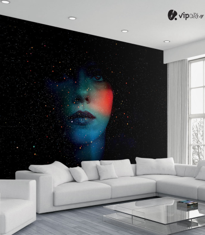 Ταπετσαρία Τοίχου Galaxy Girl Abstract Face
