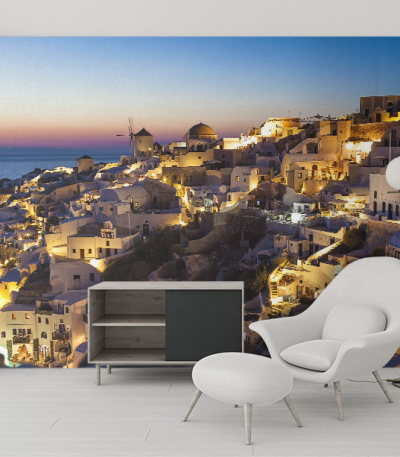 Ταπετσαρία Τοίχου Βράδυ στη Σαντορίνη - Evening In Santorini
