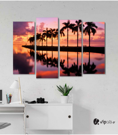 Πίνακας Καμβάς Τετράπτυχος Palmetto Bay Miami