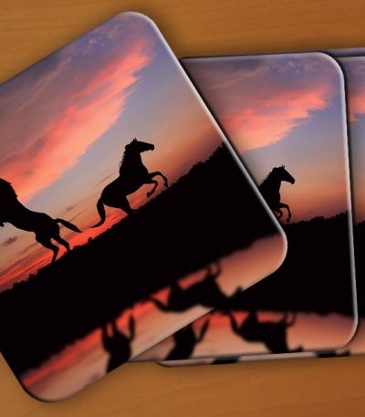 Σουβερ 6 τεμάχια Horses Sunset
