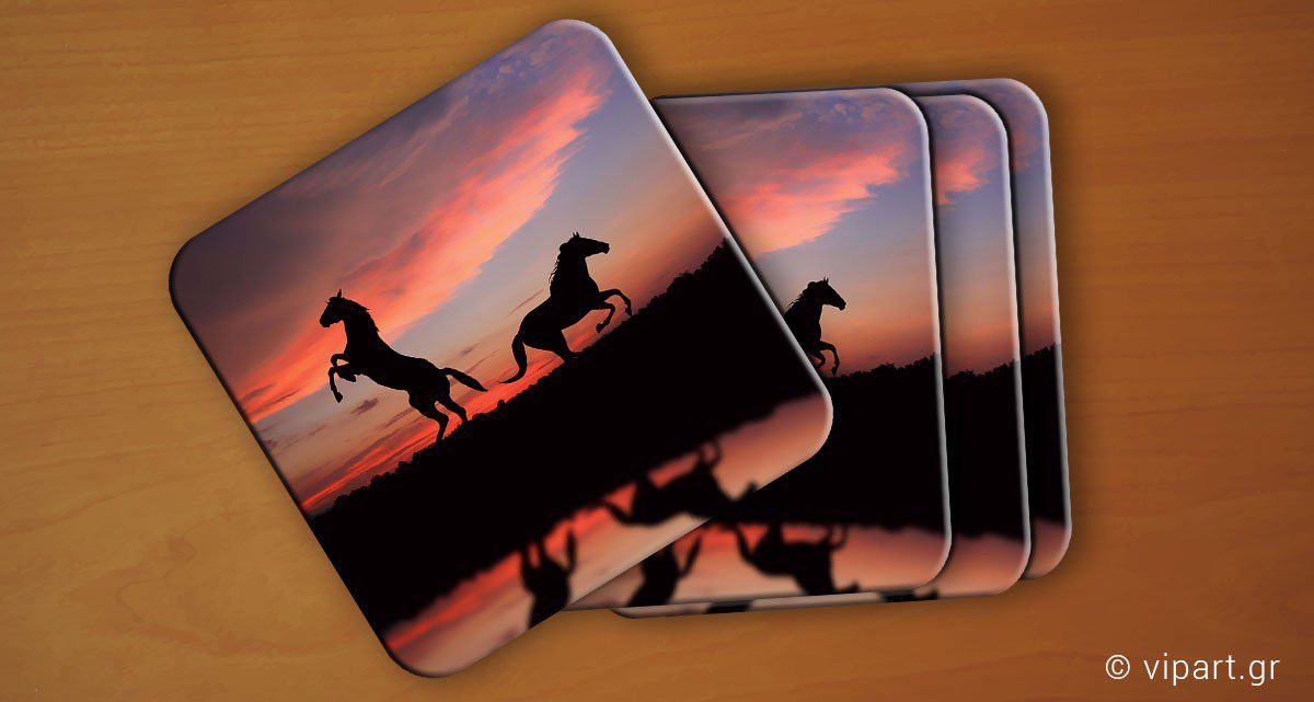 Σουβερ 6 τεμάχια Horses Sunset