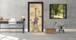 Αυτοκόλλητο Πόρτας "Design Paris Purple Flowers"