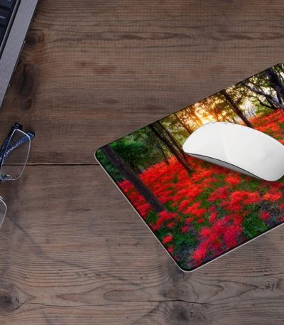 Mousepad 2 τεμάχια Κόκκινα Λουλούδια Στο Δάσος