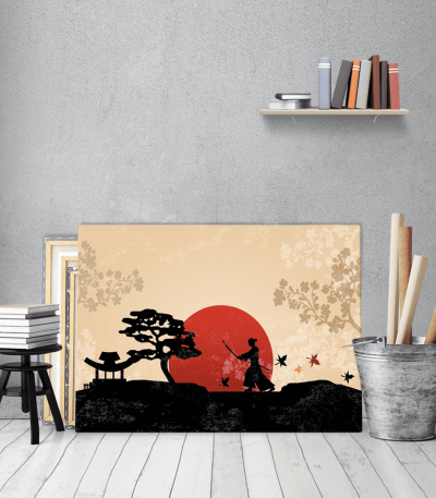Πίνακας Καμβάς Japanese Ninja Sunset