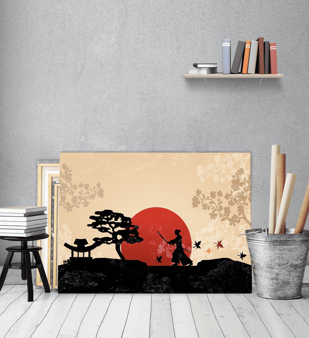 Πίνακας Καμβάς Japanese Ninja Sunset