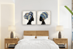 Σύνθεση Με Πίνακες Καμβάδες 60x60 - 2 Τεμάχια - African Women 2