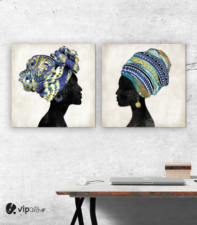 Σύνθεση Με Πίνακες Καμβάδες 60x60 - 2 Τεμάχια - African Women 2