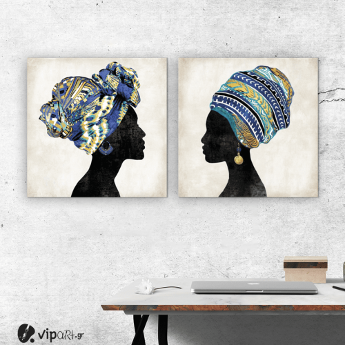Σύνθεση Με Πίνακες Καμβάδες 60x60 - 2 Τεμάχια - African Women 2