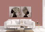 Σύνθεση Με Πίνακες Καμβάδες 60x60 - 2 Τεμάχια - African Women brown