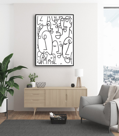 Εκτύπωση σε Αφίσα φωτογραφικό Χαρτί abstract art faces black and white
