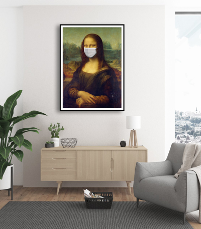 Εκτύπωση σε Αφίσα φωτογραφικό Χαρτί Leonardo Da Vinci Mona Lisa mask covid-19