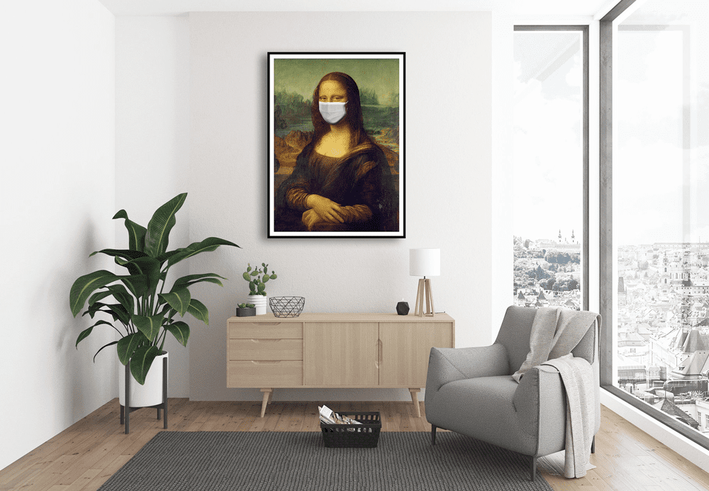 Εκτύπωση σε Αφίσα φωτογραφικό Χαρτί Leonardo Da Vinci Mona Lisa mask covid-19