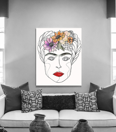 Πίνακας ζωγραφικής σε Καμβά Frida Kahlo Σχέδιο