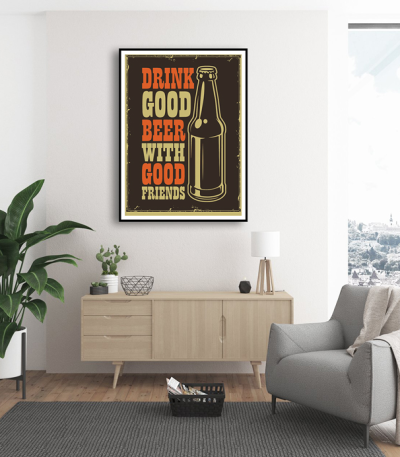 Εκτύπωση σε Αφίσα φωτογραφικό Χαρτί Retro Drink Good Beer With Good Friends