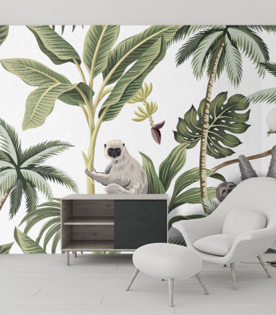 Ταπετσαρία Τοίχου Tropical vintage animals Exotic jungle