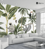 Ταπετσαρία Τοίχου Tropical vintage animals Exotic jungle