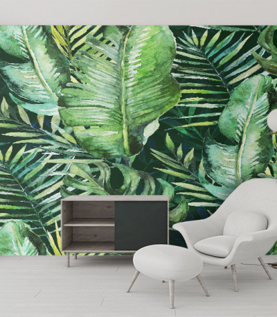 Αυτοκόλλητη Ταπετσαρία Τοίχου Green tropical palm - Πράσινα Φύλλα
