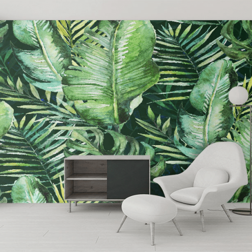 Αυτοκόλλητη Ταπετσαρία Τοίχου Green tropical palm - Πράσινα Φύλλα