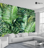 Αυτοκόλλητη Ταπετσαρία Τοίχου Green tropical palm - Πράσινα Φύλλα