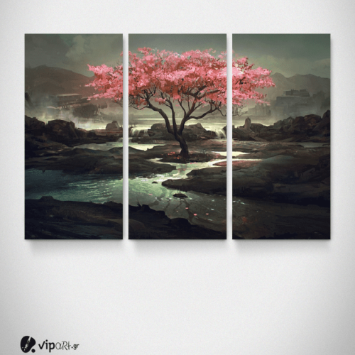 Καμβάς Τρίπτυχος Πίνακας Ζωγραφικής Cherry Blossom Tree