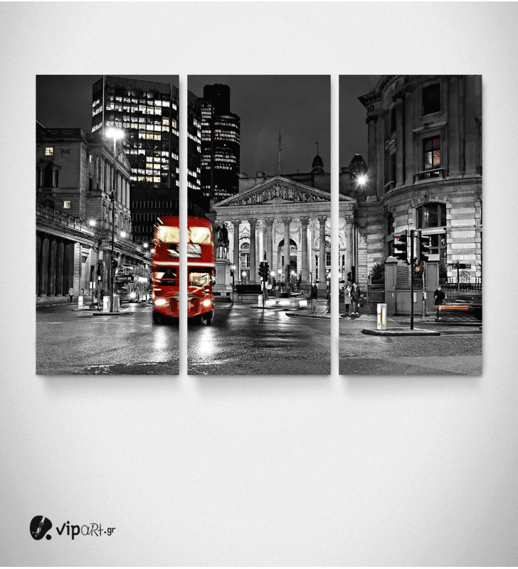 Καμβάς Τρίπτυχος Πίνακας Red Bus London Καμβάς Τρίπτυχος Πίνακας Red Bus London