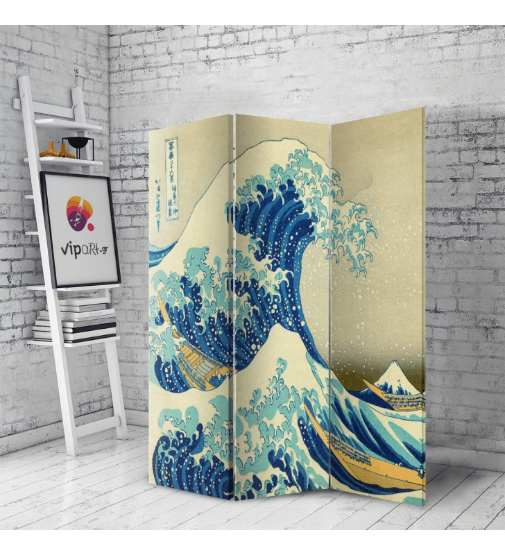 Διακοσμητικό Παραβάν Σε Καμβά Great Wave - Hokusai