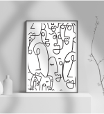 Εκτύπωση σε Αφίσα φωτογραφικό Χαρτί abstract art faces black and white