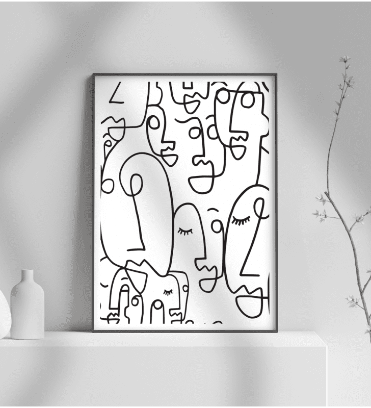 Εκτύπωση σε Αφίσα φωτογραφικό Χαρτί abstract art faces black and white