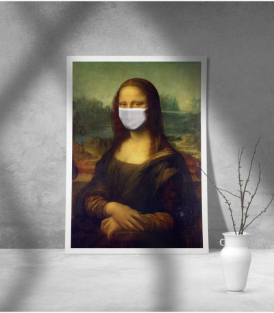 Εκτύπωση σε Αφίσα φωτογραφικό Χαρτί Leonardo Da Vinci Mona Lisa mask covid-19