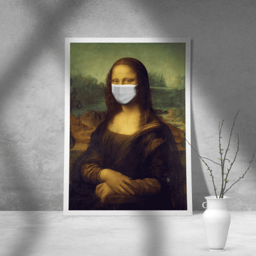 Εκτύπωση σε Αφίσα φωτογραφικό Χαρτί Leonardo Da Vinci Mona Lisa mask covid-19