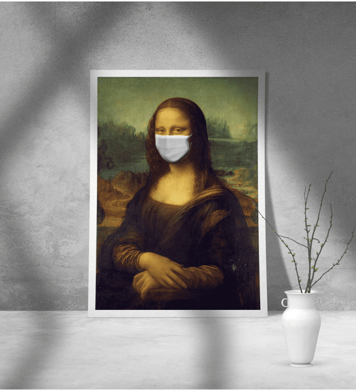 Εκτύπωση σε Αφίσα φωτογραφικό Χαρτί Leonardo Da Vinci Mona Lisa mask covid-19