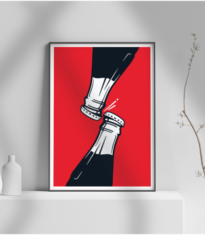 Εκτύπωση σε Αφίσα φωτογραφικό Χαρτί Retro Coca Cola Διαφήμιση 2 μπουκάλια γυάλινα