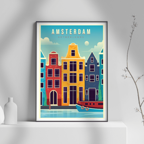Εκτύπωση σε Αφίσα φωτογραφικό Χαρτί Retro Amsterdam Netherlands