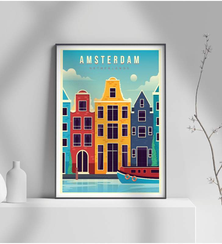 Εκτύπωση σε Αφίσα φωτογραφικό Χαρτί Retro Amsterdam Netherlands Εκτύπωση σε Αφίσα φωτογραφικό Χαρτί Retro Amsterdam Netherlands