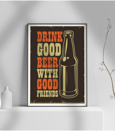 Εκτύπωση σε Αφίσα φωτογραφικό Χαρτί Retro Drink Good Beer With Good Friends