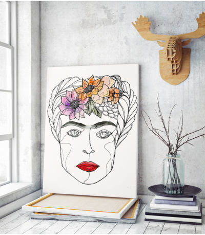 Πίνακας ζωγραφικής σε Καμβά Frida Kahlo Σχέδιο