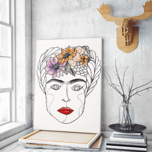 Πίνακας ζωγραφικής σε Καμβά Frida Kahlo Σχέδιο