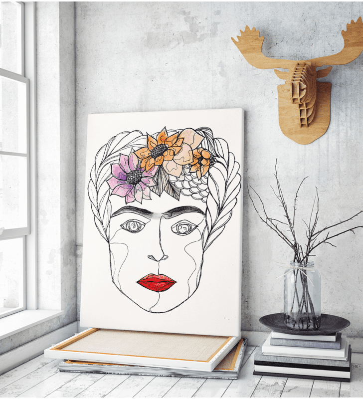 Πίνακας ζωγραφικής σε Καμβά Frida Kahlo Σχέδιο Πίνακας ζωγραφικής σε Καμβά Frida Kahlo Σχέδιο