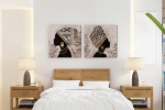 Σύνθεση Με Πίνακες Καμβάδες 60x60 - 2 Τεμάχια - African Women brown