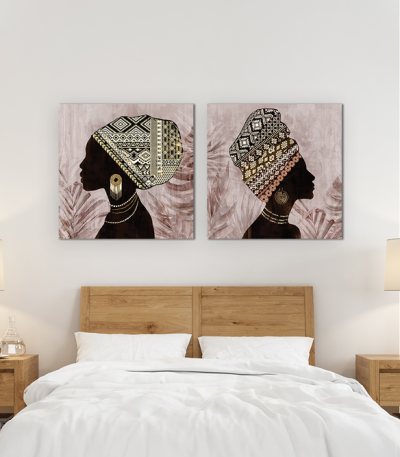 Σύνθεση Με Πίνακες Καμβάδες 60x60 - 2 Τεμάχια - African Women brown