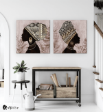 Σύνθεση Με Πίνακες Καμβάδες 60x60 - 2 Τεμάχια - African Women brown