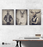 Σύνθεση Με Πίνακες Καμβάδες 30x40 - 3 Τεμάχια - Animal Heads