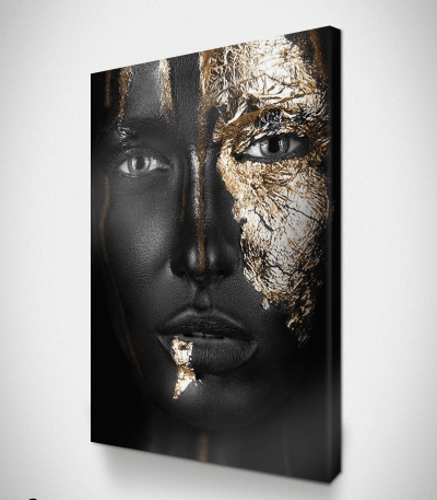 Πίνακας σε Καμβά woman dark skin gold makeup art 4
