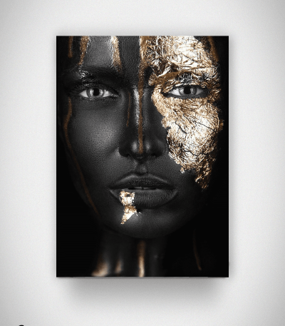 Πίνακας σε Καμβά woman dark skin gold makeup art 4