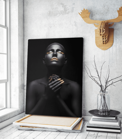 Πίνακας σε Καμβά woman dark skin gold makeup art 2