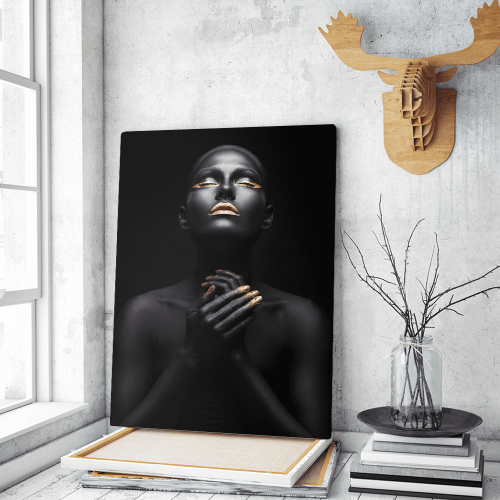 Πίνακας σε Καμβά woman dark skin gold makeup art 2