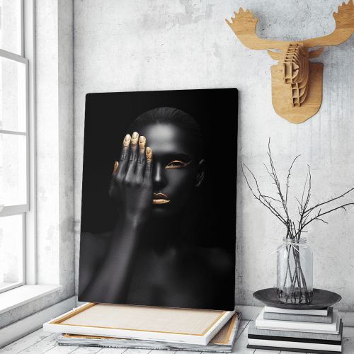 Πίνακας σε Καμβά woman dark skin gold makeup art 3