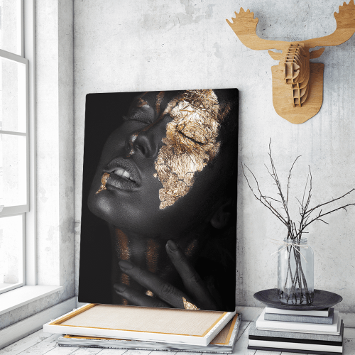 Πίνακας σε Καμβά woman dark skin gold makeup art 5