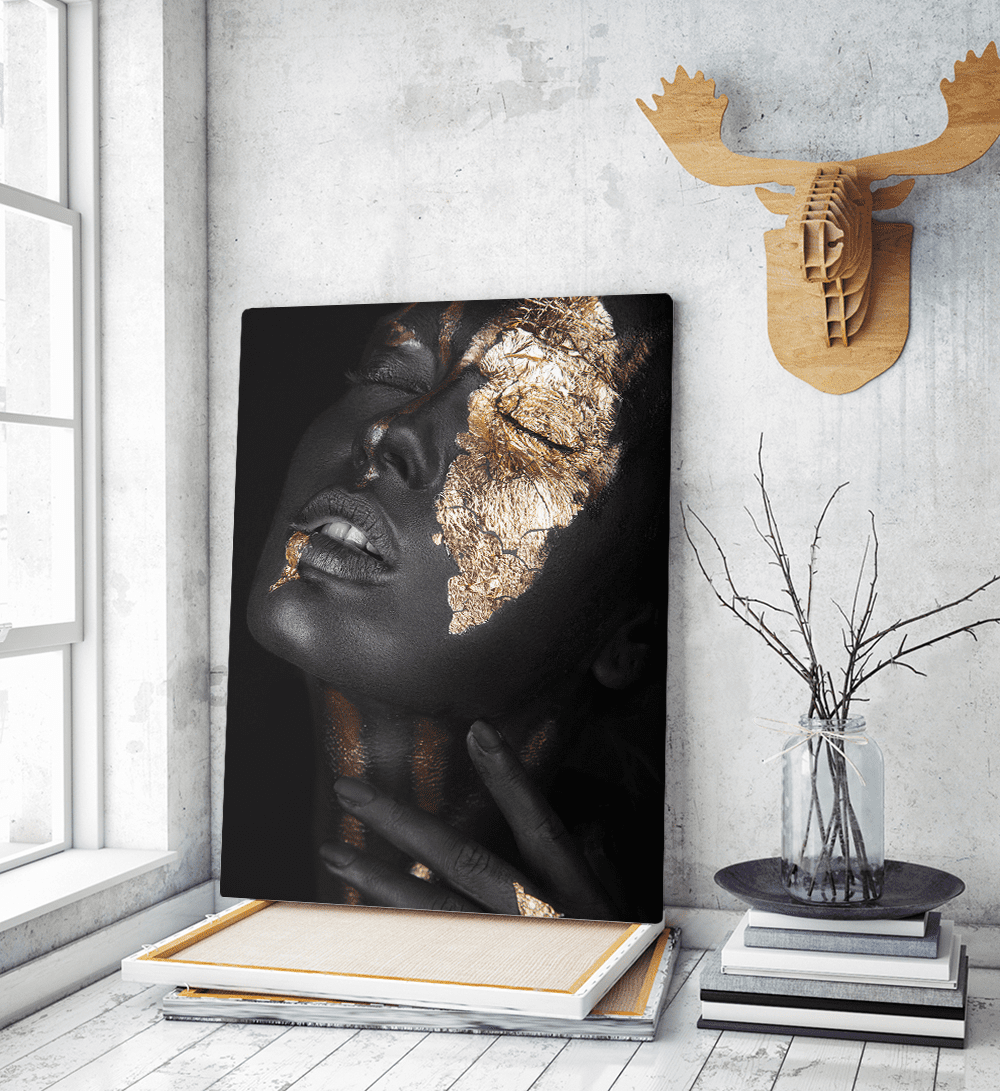 Πίνακας σε Καμβά woman dark skin gold makeup art 5 Πίνακας σε Καμβά woman dark skin gold makeup art 5