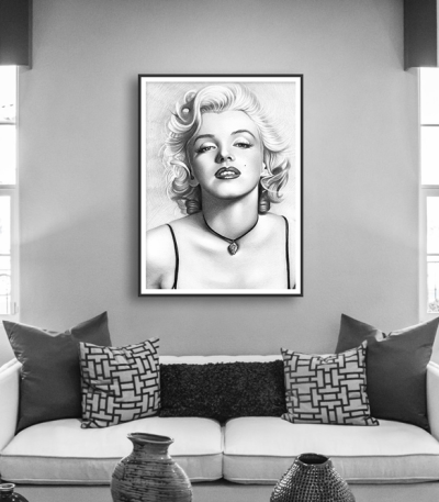 Εκτύπωση σε Αφίσα φωτογραφικό Χαρτί Merlin Monroe Grayscale